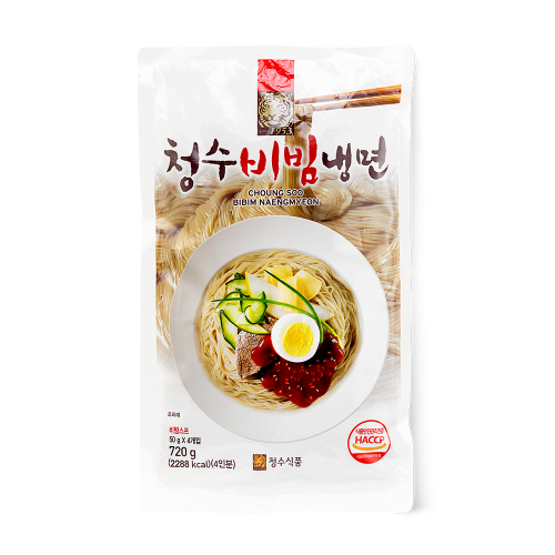 [청수] 비빔냉면 720g / [Chungsoo] Bibim Nengmyun, koreanische zähe Nudeln mit scharfen Soßen(kalt serviert) 720g