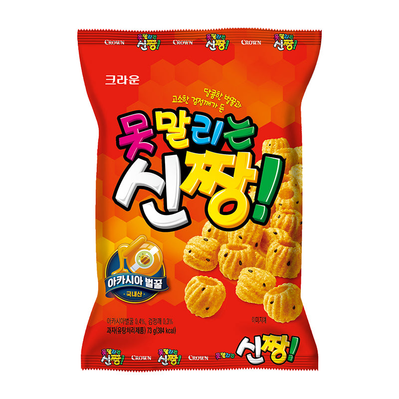 [크라운] 못말리는 신짱 120g / [Crown] Sinjjang Snack mit süßem Honig und schwarzen Sesamsamen 120g