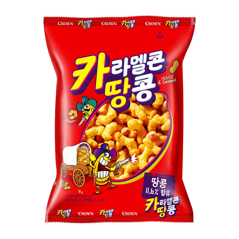 [크라운] 카라멜콘땅콩 72g / [Crown] Caramel Ddangkong, karamellisierter Snack mit Erdnüssen 72g