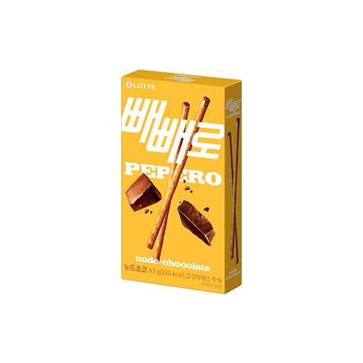 [롯데] 누드 빼빼로 50g / [LOTTE] Pepero Nude, knusprige Keksstäbchen mit Schokoladenfüllung 50g