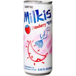 [롯데] 밀키스 딸기맛 250ml / [LOTTE] Milkis(Erdbeere), süßliches Milchgetränk mit Kohlensäure 250ml