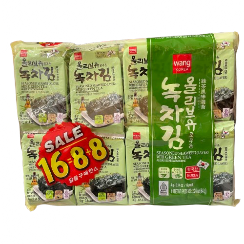 [Wang]녹차김 / Gewürzte Seetangblätter mit Grüntee-Geschmack (4 g × 16)