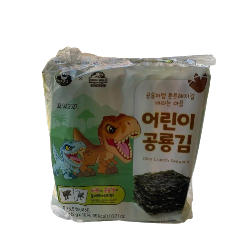 [만전] 어린이용 공룡 도시락김(10봉) 20g / [Manjun] Kinder-Dosirak Gim(10Pcs), geröstete und gesalzene Algenblätter 20g