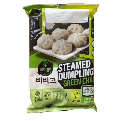 [비비고] 비건 찐만두(그린칠리) 168g / [BIBIGO] Gedämpfte Teigtaschen(Grüner Chili, vegan) 168g