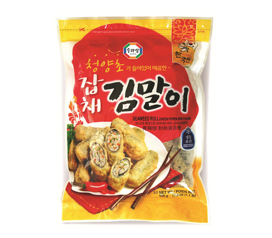 [수라상] 청양초 잡채 김말이 500g / [Surasang] Japchae Gimmari scharf, frittierte Algenrolle mit Glasnudel- und Gemüsefüllung 500g