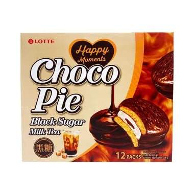 [롯데] 블랙슈가 초코파이 336g / [LOTTE] Choco Pie Black Sugar, zwei kleine runde Kuchen-Schichten mit Marshmallow-Füllung und Schokoladenüberzug(brauner Zucker) 336g